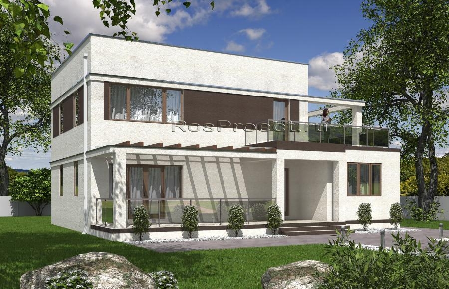 Проект двухэтажного дома с террасами